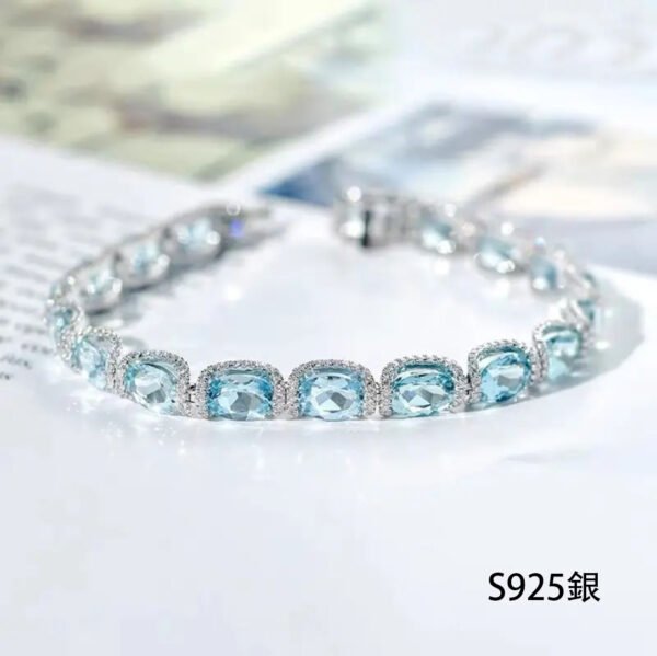 レースデザインのアクアマリンブレスレット - 画像 (2)