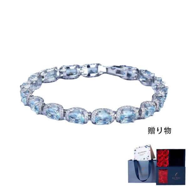 レースデザインのアクアマリンブレスレット